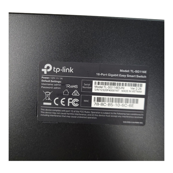 TP-LINK TL-SG116 16-Port Gigabit Desktop Switch Managed w/ Power Adapter Black - Picture 10 of 10